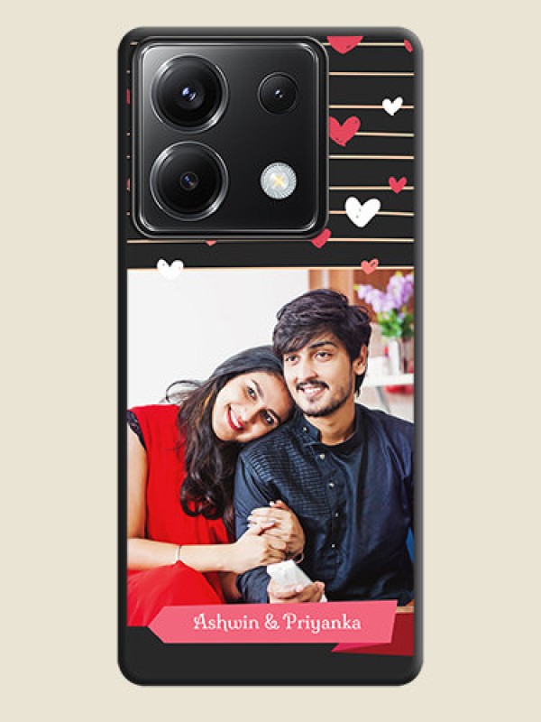 Custom Love Pattern with Name on Pink Ribbon - Photo on Space Black Soft Matte Back Cover - Poco X6 5G