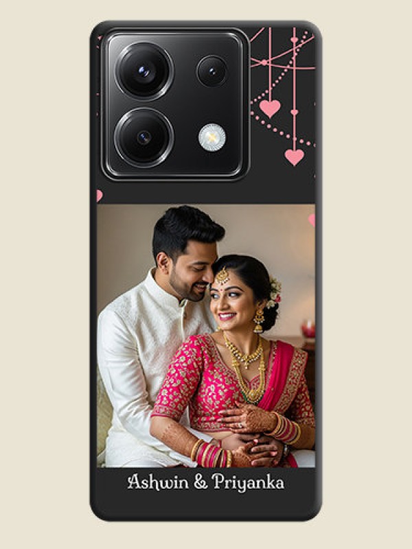 Custom Pink Love Hangings with Text on Space Black Custom Soft Matte Back Cover - Poco X6 5G