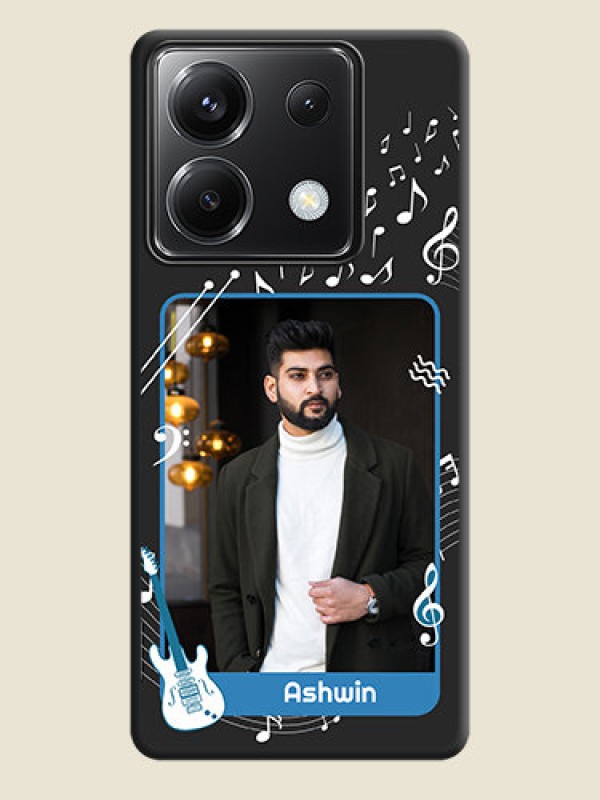 Custom Musical Theme Design with Text - Photo on Space Black Soft Matte Mobile Case - Poco X6 5G
