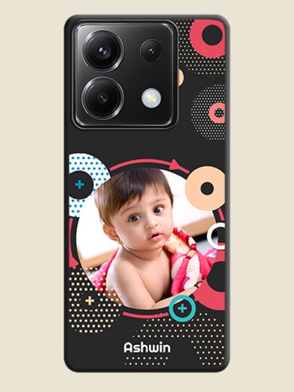 Custom Multicoloured Round Image on Personalised Space Black Soft Matte Cases - Poco X6 5G