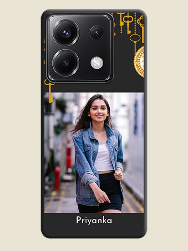 Custom Decorative Design with Text on Space Black Custom Soft Matte Back Cover - Poco X6 5G