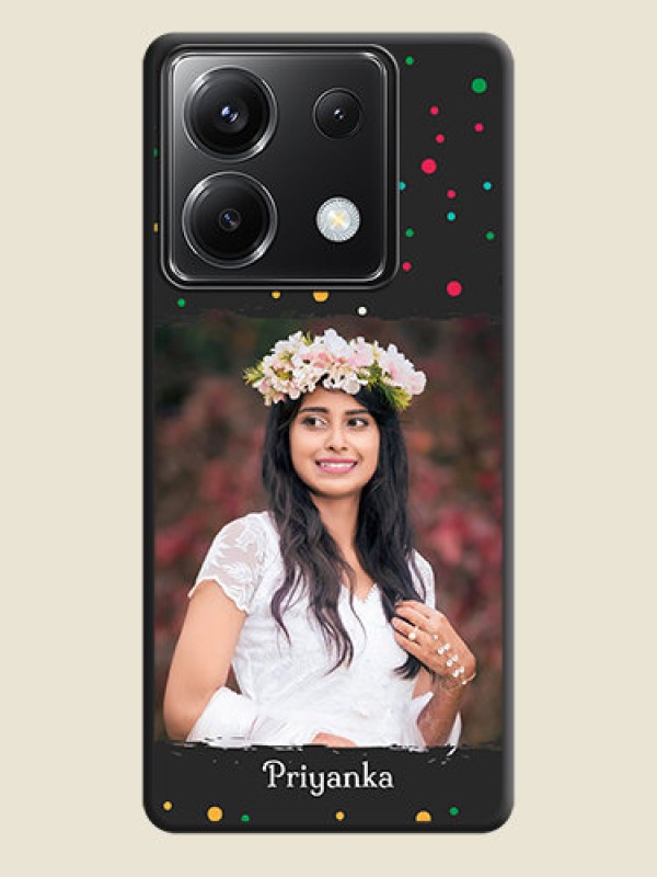 Custom Multicolor Dotted Pattern with Text on Space Black Custom Soft Matte Phone Back Cover - Poco X6 5G