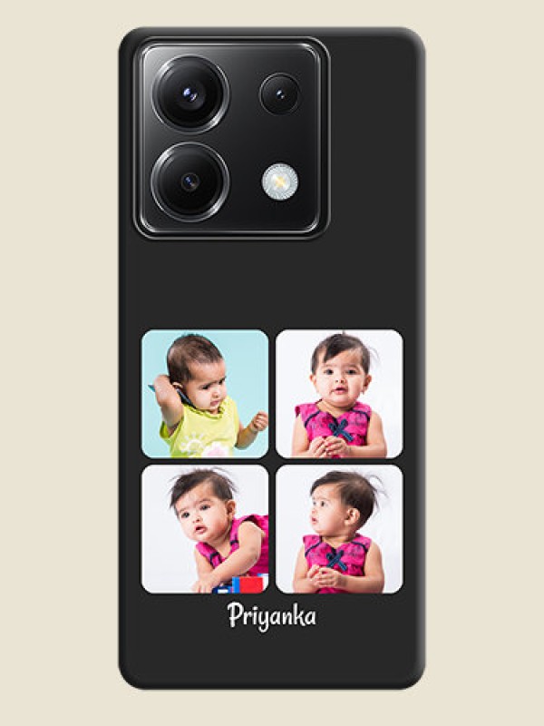 Custom Floral Art with 6 Image Holder - Photo on Space Black Soft Matte Mobile Case - Poco X6 5G
