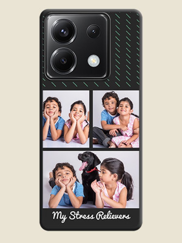 Custom Cross Dotted Pattern with 2 Image Holder on Personalised Space Black Soft Matte Cases - Poco X6 5G