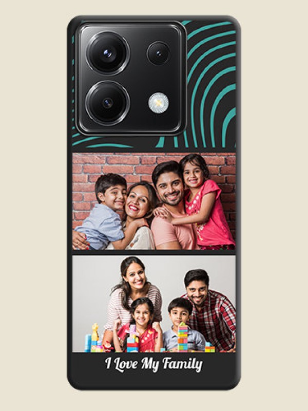 Custom Wave Pattern with 2 Image Holder on Space Black Personalized Soft Matte Phone Covers - Poco X6 5G