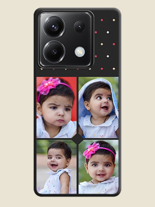 Custom Multicolor Dotted Pattern with 4 Image Holder on Space Black Custom Soft Matte Phone Cases - Poco X6 5G