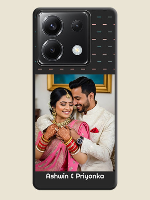 Custom Line Pattern Design with Text on Space Black Custom Soft Matte Phone Back Cover - Poco X6 5G