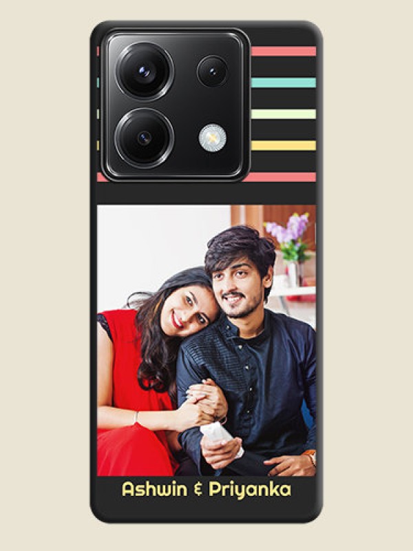 Custom Color Stripes with Photo and Text - Photo on Space Black Soft Matte Mobile Case - Poco X6 5G