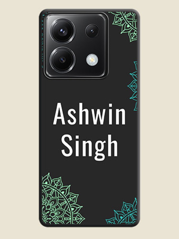 Custom Your Name with Floral Design on Space Black Custom Soft Matte Back Cover - Poco X6 5G