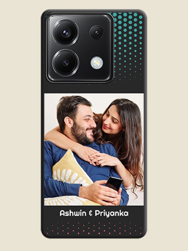 Custom Faded Dots with Grunge Photo Frame and Text on Space Black Custom Soft Matte Phone Cases - Poco X6 5G