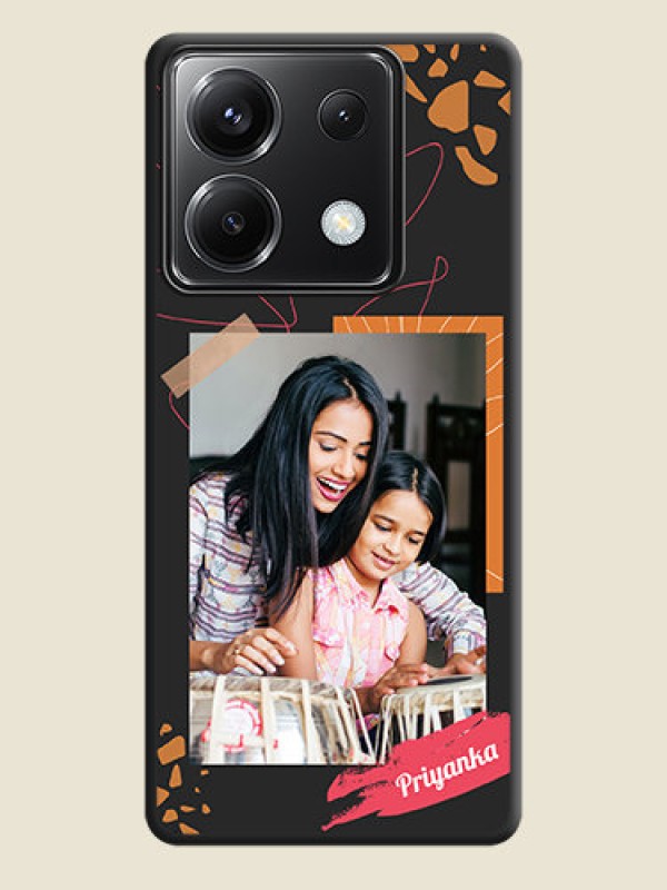 Custom Orange Photo Frame on Space Black Custom Soft Matte Phone Back Cover - Poco X6 5G
