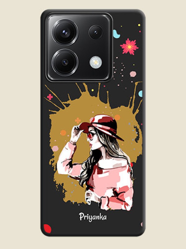Custom Mordern Lady With Color Splash Background With Custom Text On Space Black Personalized Soft Matte Phone Covers - Poco X6 5G