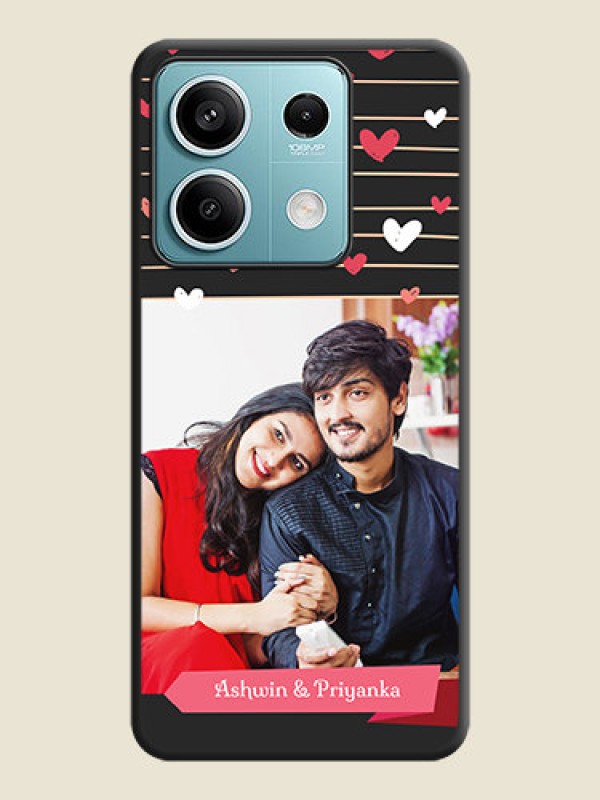 Custom Love Pattern with Name on Pink Ribbon - Photo on Space Black Soft Matte Back Cover - Poco X6 Neo 5G