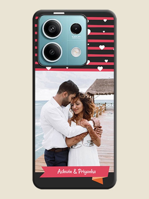 Custom White Color Love Symbols with Pink Lines Pattern on Space Black Custom Soft Matte Phone Cases - Poco X6 Neo 5G