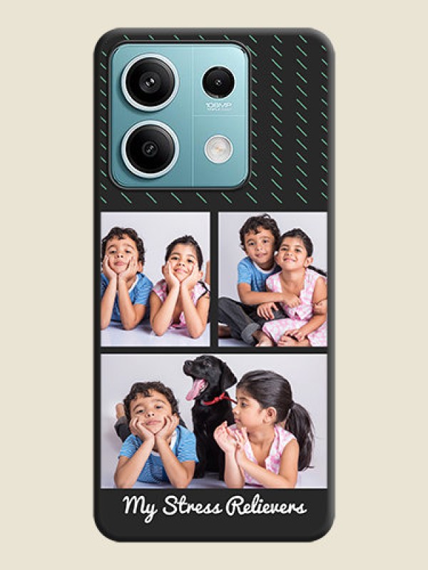 Custom Cross Dotted Pattern with 2 Image Holder on Personalised Space Black Soft Matte Cases - Poco X6 Neo 5G