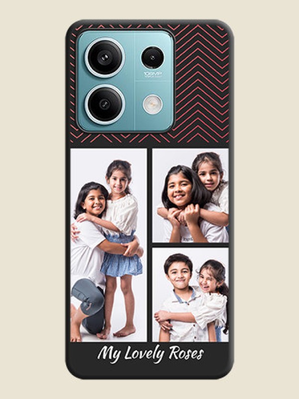 Custom Wave Pattern with 3 Image Holder on Space Black Custom Soft Matte Back Cover - Poco X6 Neo 5G