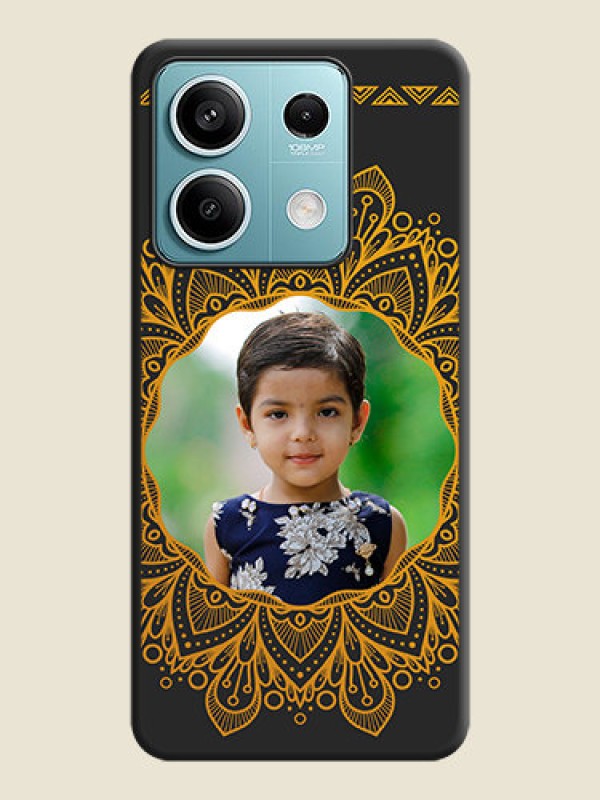 Custom Round Image with Floral Design - Photo on Space Black Soft Matte Mobile Cover - Poco X6 Neo 5G