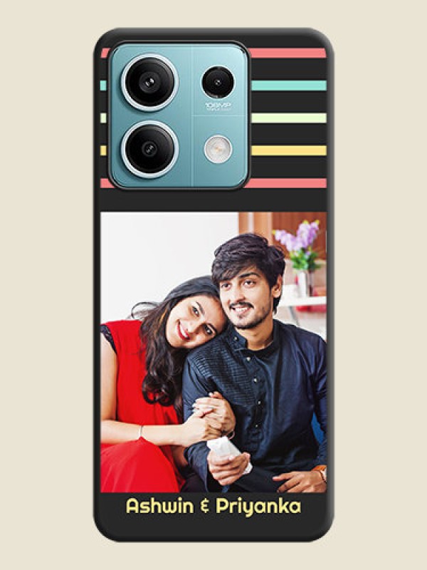 Custom Color Stripes with Photo and Text - Photo on Space Black Soft Matte Mobile Case - Poco X6 Neo 5G