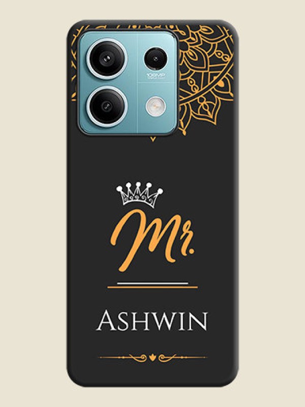 Custom Mr Name with Floral Design on Personalised Space Black Soft Matte Cases - Poco X6 Neo 5G