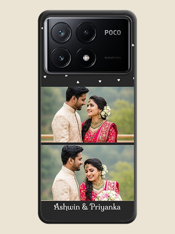 Custom Miniature Love Symbols with Name on Space Black Custom Soft Matte Back Cover - Poco X6 Pro 5G