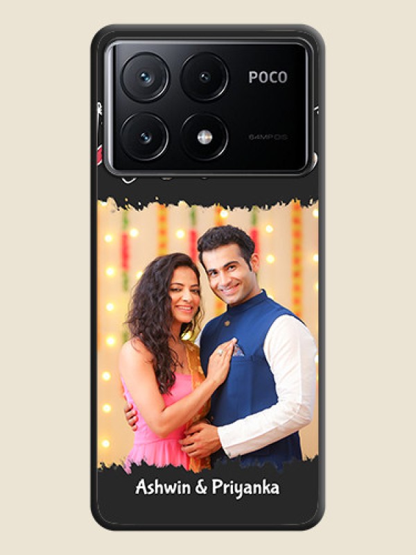 Custom Pink Love Hangings with Name on Space Black Custom Soft Matte Phone Cases - Poco X6 Pro 5G