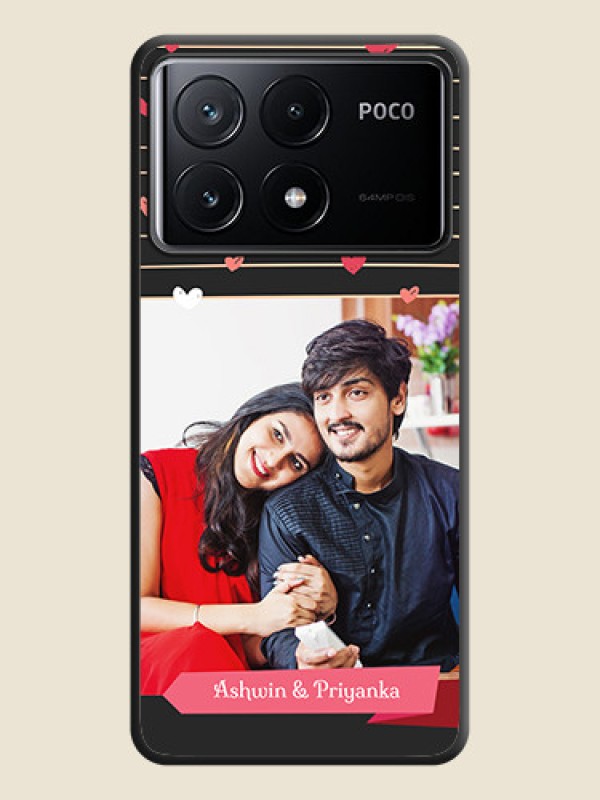 Custom Love Pattern with Name on Pink Ribbon - Photo on Space Black Soft Matte Back Cover - Poco X6 Pro 5G