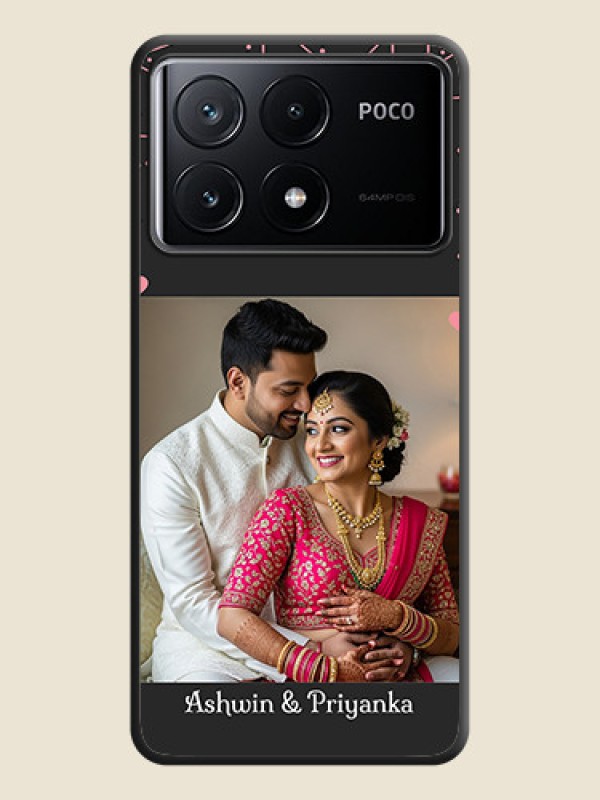 Custom Pink Love Hangings with Text on Space Black Custom Soft Matte Back Cover - Poco X6 Pro 5G