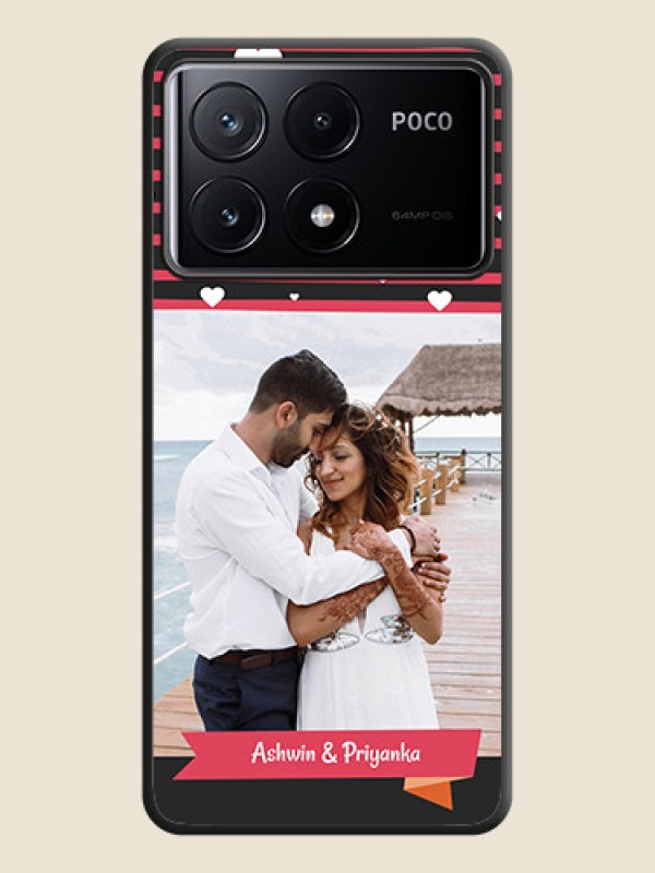 Custom White Color Love Symbols with Pink Lines Pattern on Space Black Custom Soft Matte Phone Cases - Poco X6 Pro 5G