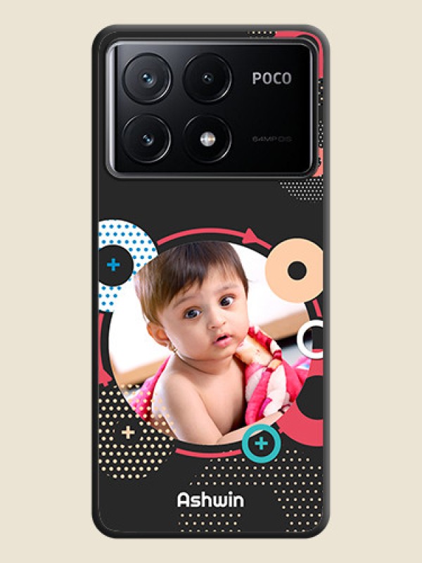 Custom Multicoloured Round Image on Personalised Space Black Soft Matte Cases - Poco X6 Pro 5G