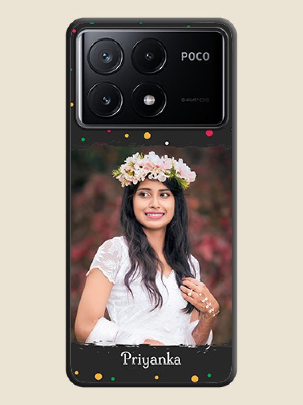 Custom Multicolor Dotted Pattern with Text on Space Black Custom Soft Matte Phone Back Cover - Poco X6 Pro 5G