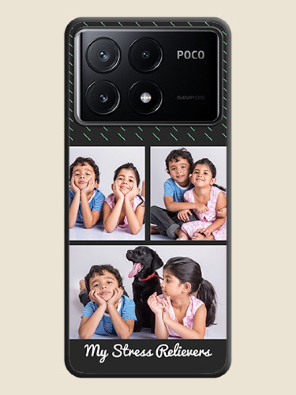 Custom Cross Dotted Pattern with 2 Image Holder on Personalised Space Black Soft Matte Cases - Poco X6 Pro 5G