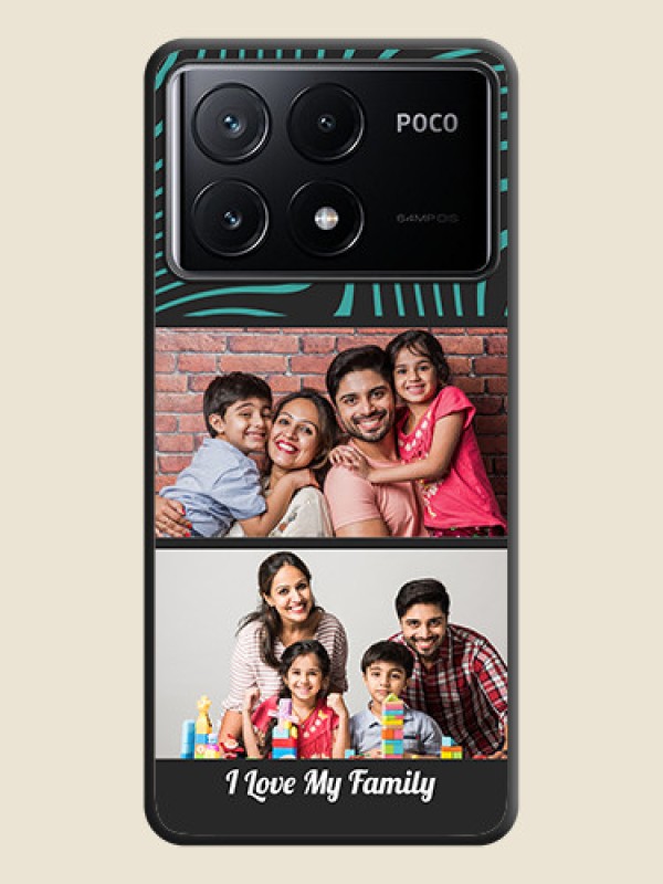 Custom Wave Pattern with 2 Image Holder on Space Black Personalized Soft Matte Phone Covers - Poco X6 Pro 5G