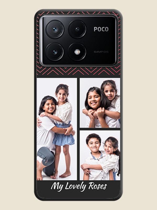 Custom Wave Pattern with 3 Image Holder on Space Black Custom Soft Matte Back Cover - Poco X6 Pro 5G