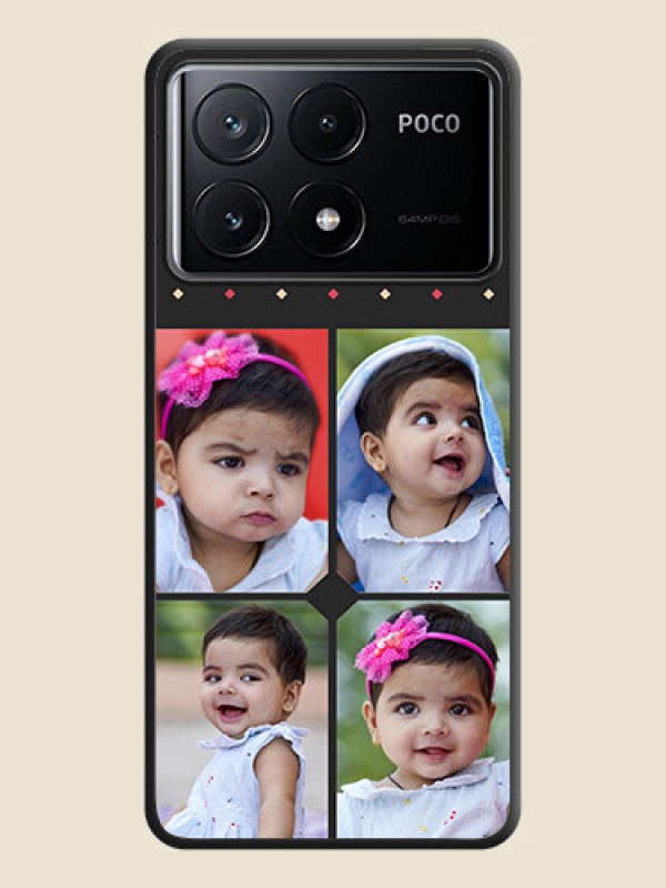 Custom Multicolor Dotted Pattern with 4 Image Holder on Space Black Custom Soft Matte Phone Cases - Poco X6 Pro 5G