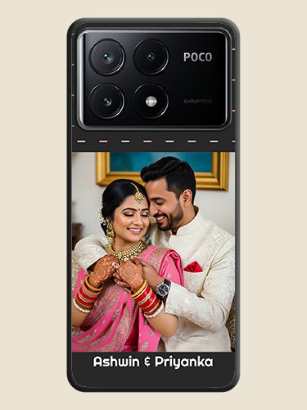 Custom Line Pattern Design with Text on Space Black Custom Soft Matte Phone Back Cover - Poco X6 Pro 5G