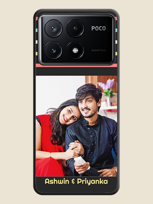Custom Color Stripes with Photo and Text - Photo on Space Black Soft Matte Mobile Case - Poco X6 Pro 5G