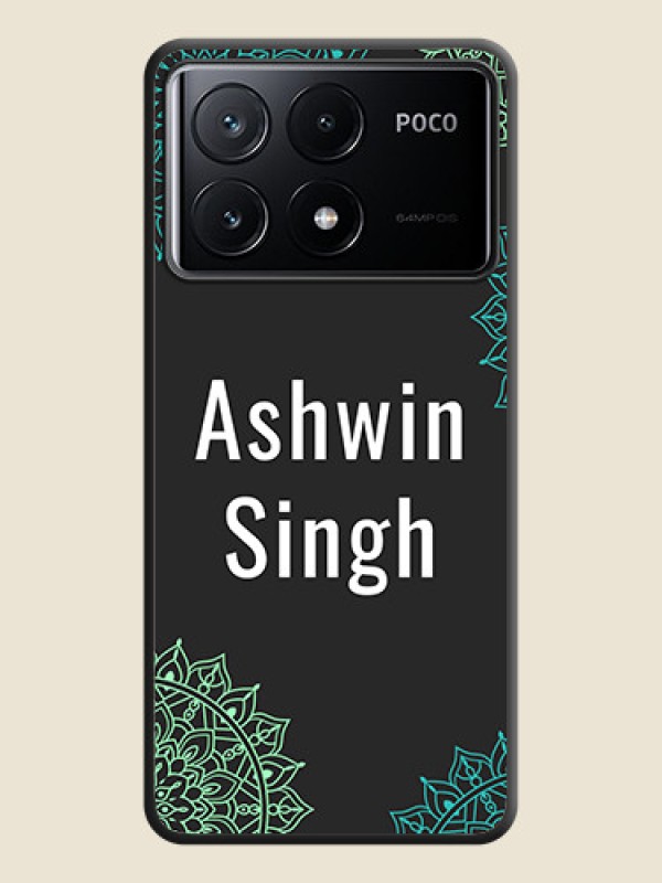 Custom Your Name with Floral Design on Space Black Custom Soft Matte Back Cover - Poco X6 Pro 5G