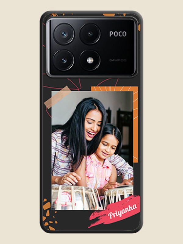 Custom Orange Photo Frame on Space Black Custom Soft Matte Phone Back Cover - Poco X6 Pro 5G