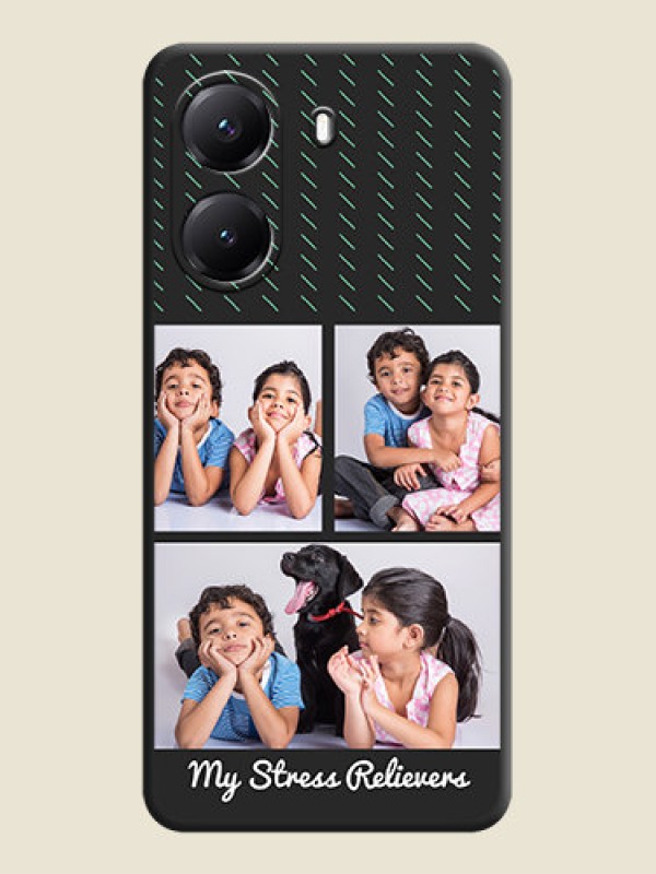 Custom Cross Dotted Pattern with 2 Image Holder On Space Black Custom Soft Matte Mobile Back Cover - Poco X7 Pro 5G