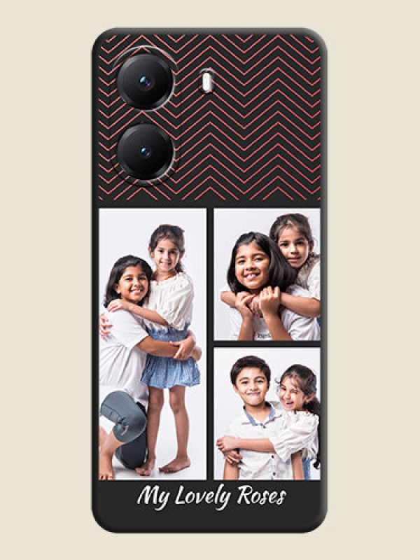 Custom Wave Pattern with 3 Image Holder On Space Black Custom Soft Matte Mobile Back Cover - Poco X7 Pro 5G