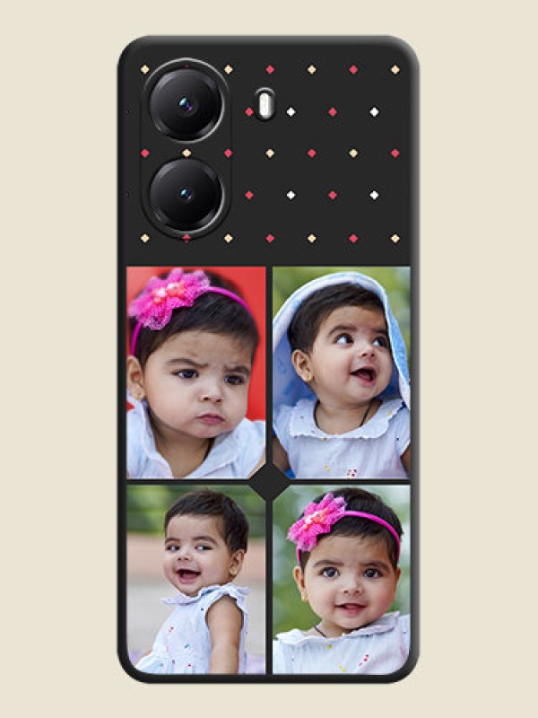 Custom Multicolor Dotted Pattern with 4 Image Holder On Space Black Custom Soft Matte Mobile Back Cover - Poco X7 Pro 5G