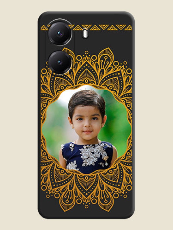 Custom Round Image with Floral Design On Space Black Custom Soft Matte Mobile Back Cover - Poco X7 Pro 5G