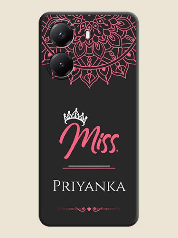 Custom Mrs Name with Floral Design On Space Black Custom Soft Matte Mobile Back Cover - Poco X7 Pro 5G