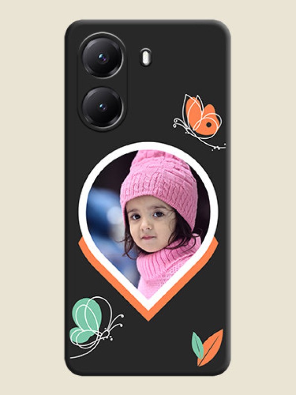 Custom Upload Pic With Simple Butterly Design On Space Black Custom Soft Matte Mobile Back Cover - Poco X7 Pro 5G