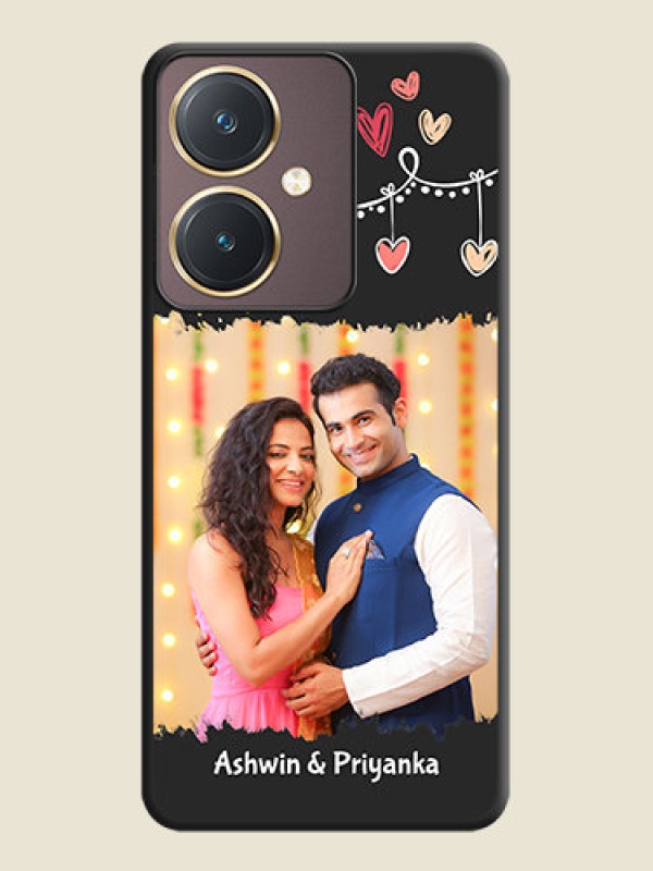 Custom Pink Love Hangings with Name on Space Black Custom Soft Matte Phone Cases - Vivo Y27