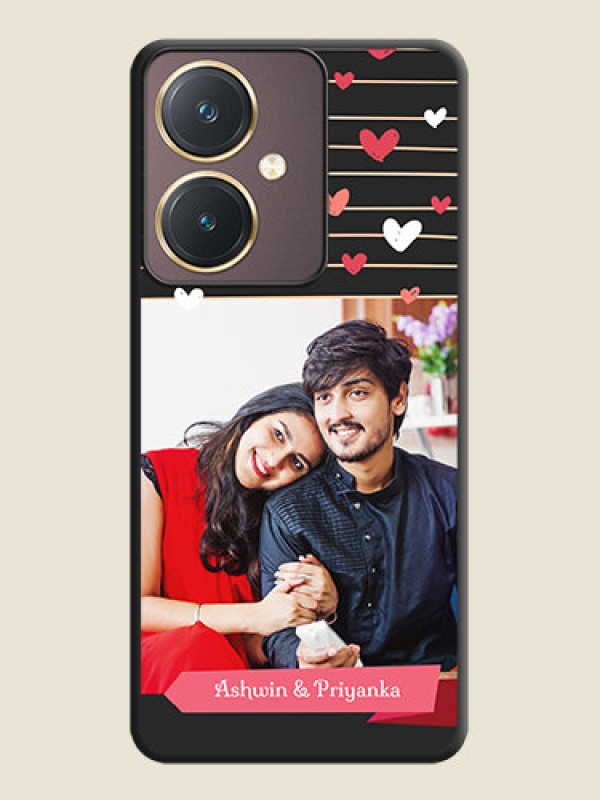 Custom Love Pattern with Name on Pink Ribbon - Photo on Space Black Soft Matte Back Cover - Vivo Y27