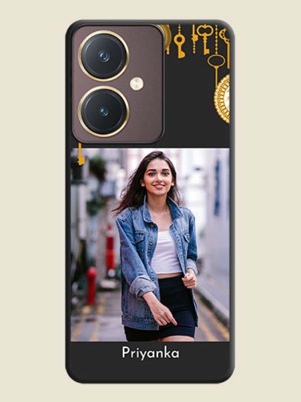 Custom Decorative Design with Text on Space Black Custom Soft Matte Back Cover - Vivo Y27