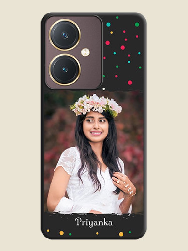 Custom Multicolor Dotted Pattern with Text on Space Black Custom Soft Matte Phone Back Cover - Vivo Y27