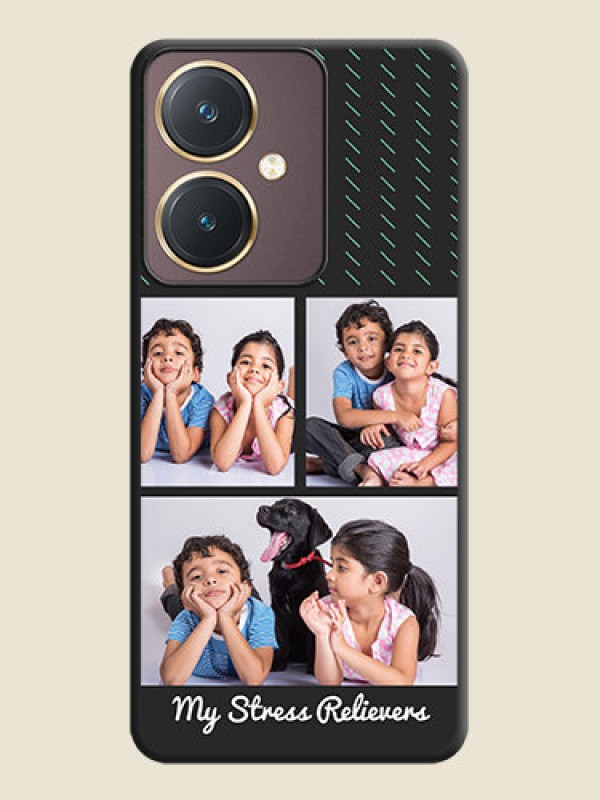 Custom Cross Dotted Pattern with 2 Image Holder on Personalised Space Black Soft Matte Cases - Vivo Y27
