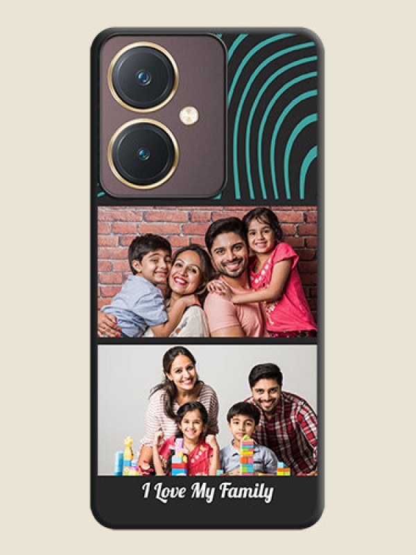 Custom Wave Pattern with 2 Image Holder on Space Black Personalized Soft Matte Phone Covers - Vivo Y27